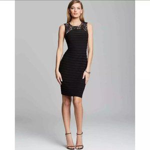 Sleeveless Lace Bodice Banded Sheath dress